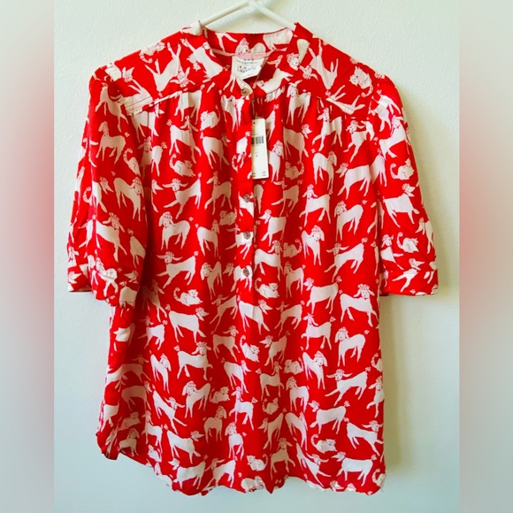 NWT Antropologie Silky Shirt Blouse featuring an Emily Isabella design M - Picture 2 of 4